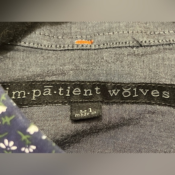 Impatient Wolves Dress Shirt Blue Floral Sz XL - Picture 5 of 6